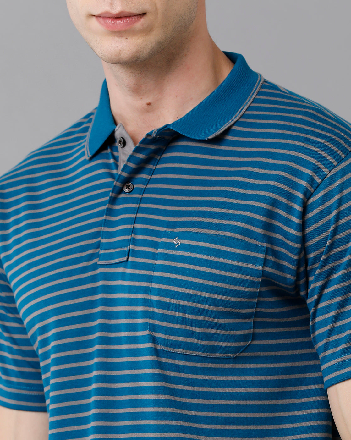 Classic Polo Men's Cotton Striped Authentic Fit Blue T-Shirt | Feeders - 210 A