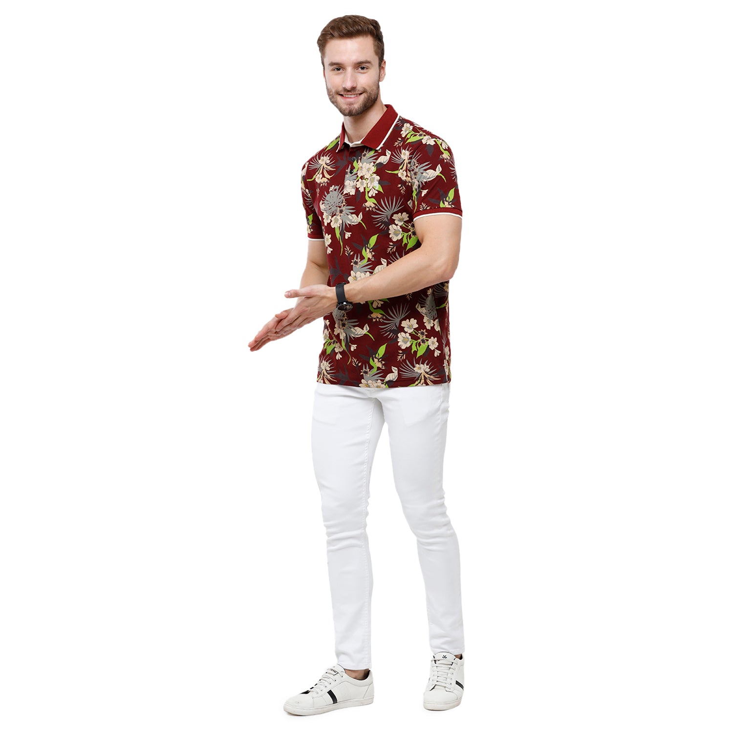 Swiss Club Mens Printed Slim Fit Half Sleeve Polo Neck T-Shirt (STAG - 207 B SF P) T-shirt Swiss Club 