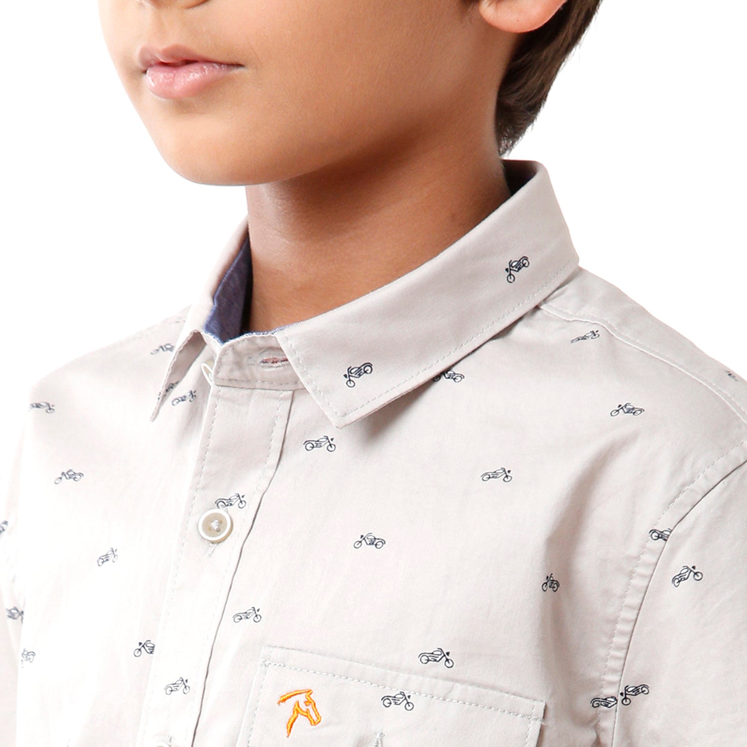 Classic Polo Bro Boys Printed Half Sleeve Slim Fit Light Grey Color Shirt - BBSH S2 29 A Shirts Classic Polo 