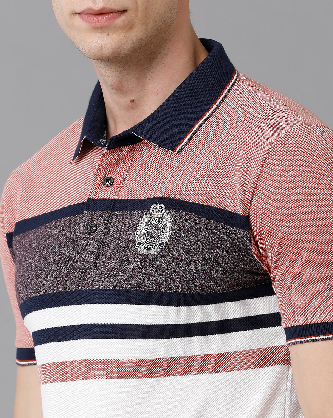 Classic Polo Men's Cotton Blend Striped Slim Fit Multicolor T-Shirt | Vta - 208 B