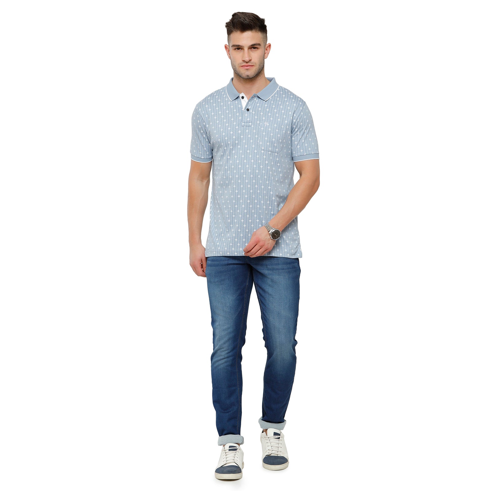Classic Polo Mens Solid Slim Fit 98% Cotton 2% Lycra Blue Fashion Denim ( CPDM2-07A-MBL-SL-LY_30INCH ) Jeans Classic Polo 