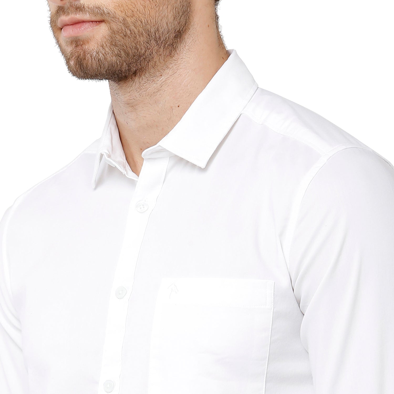 Classic Polo Bro Mens 100% Cotton Solid Full Sleeve Slim Fit Polo Neck White Color Woven Shirt (SBN1-70 B-FS-SLD-BSL) Classic Polo 