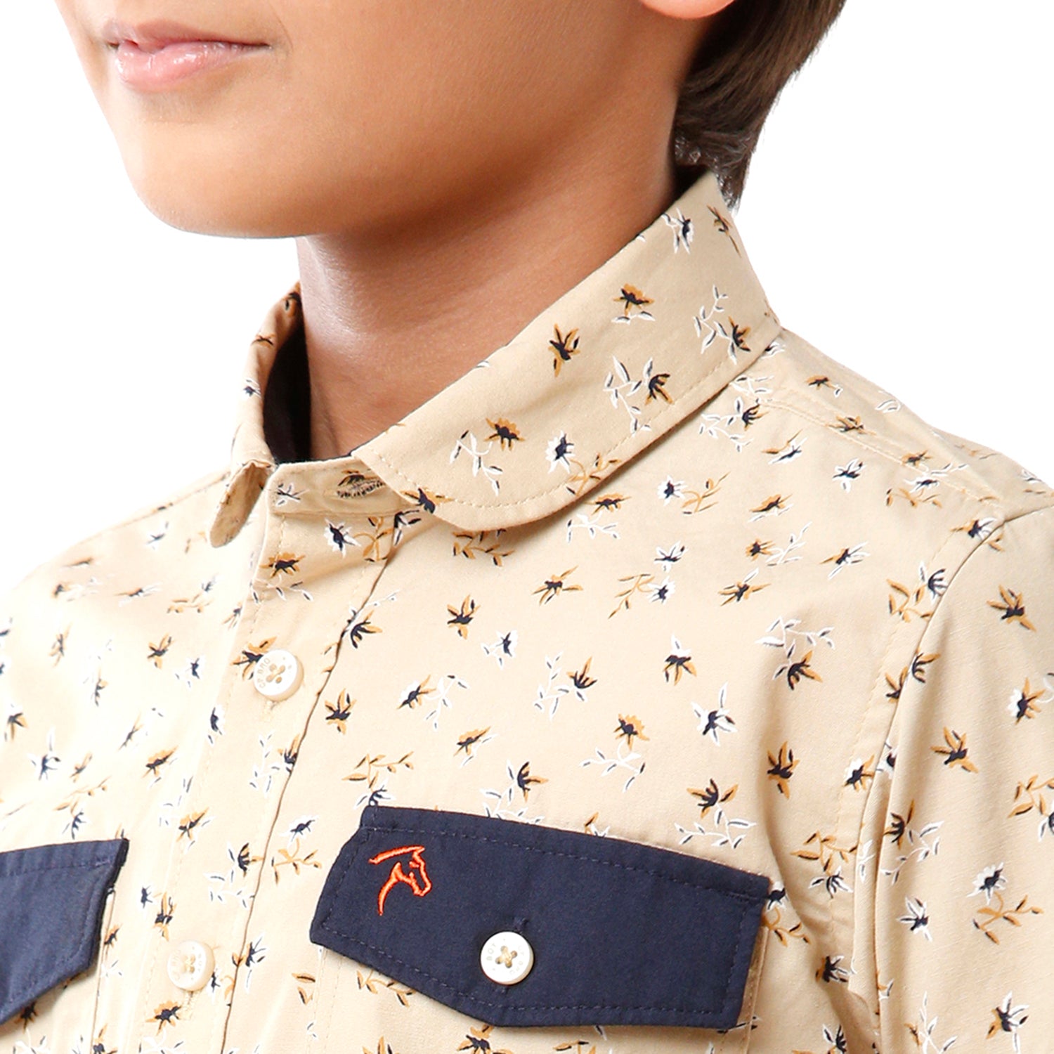 Classic Polo Bro Boys Printed Half Sleeve Slim Fit Beige Color Shirt - BBSH S2 07 C Shirts Classic Polo 
