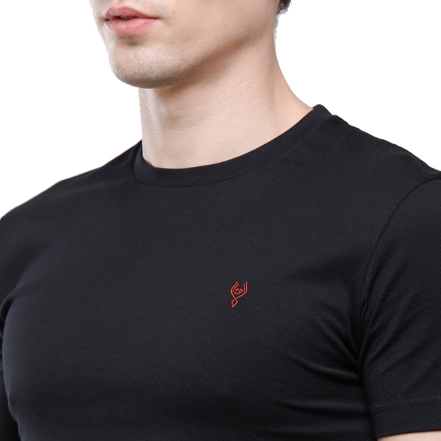 Classic Polo Men's Solid Single Jersey Black Half Sleeve Slim Fit T-Shirt - Kore-09 T-shirt Classic Polo 