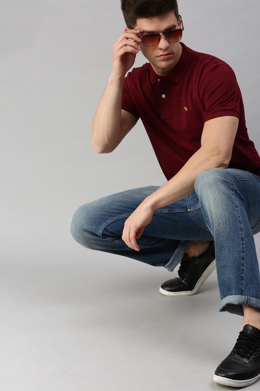 Classic Polo Men's Cotton Half Sleeve Solid Slim Fit Polo Neck Maroon Color T-Shirt | Prm - 753 G