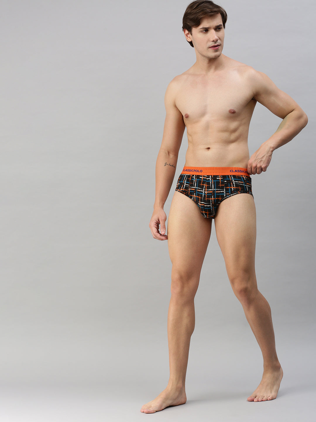Classic Polo Men's Modal Printed Briefs | Scarce - Black & Yellow (Pack of 2)