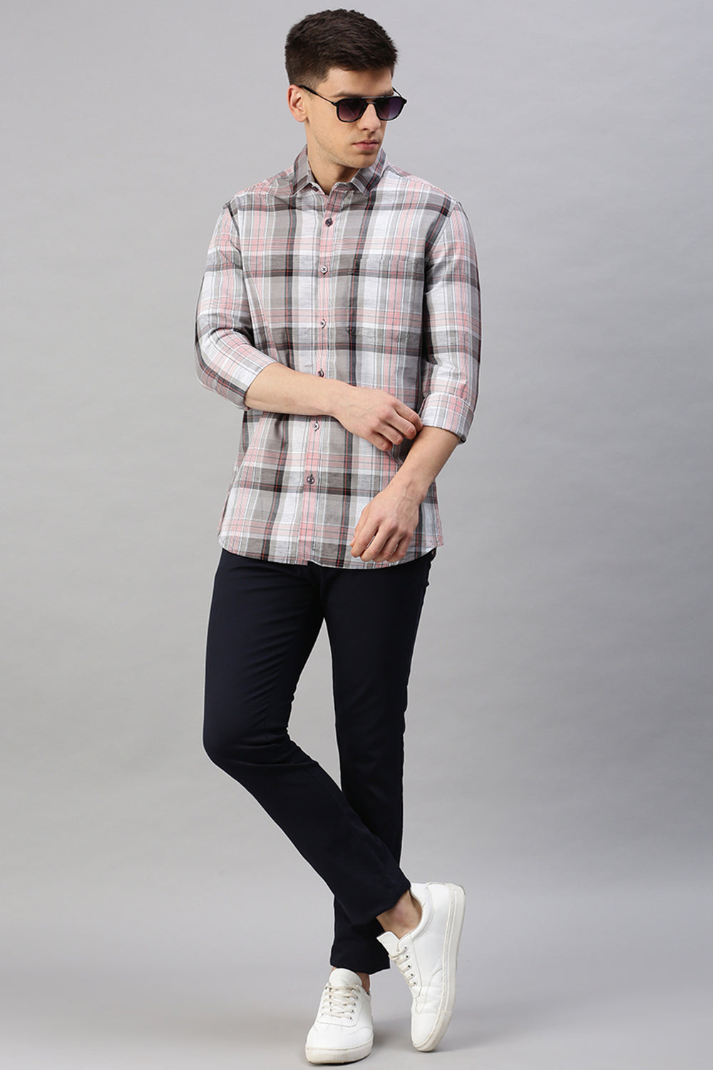 Classic Polo Men's Cotton Full Sleeve Checked Slim Fit Polo Neck Multicolur Woven Shirt | So1-162 A