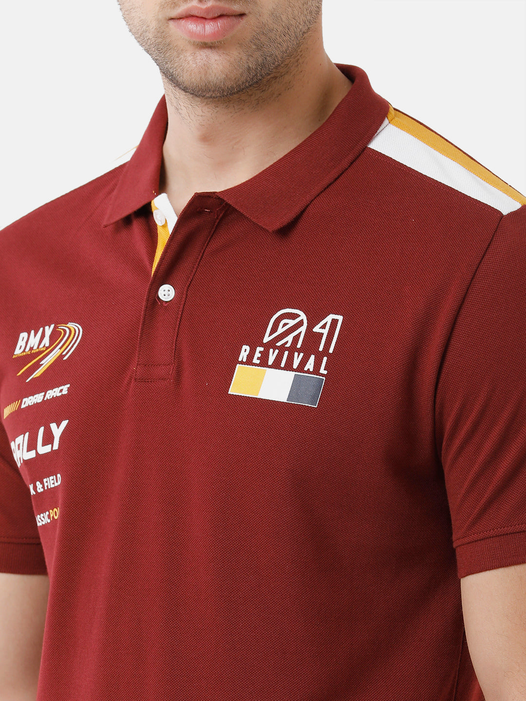 Classic Polo Mens Cotton Printed Half Sleeve Slim Fit Polo Neck Red Color T-Shirt | Prm 684 B