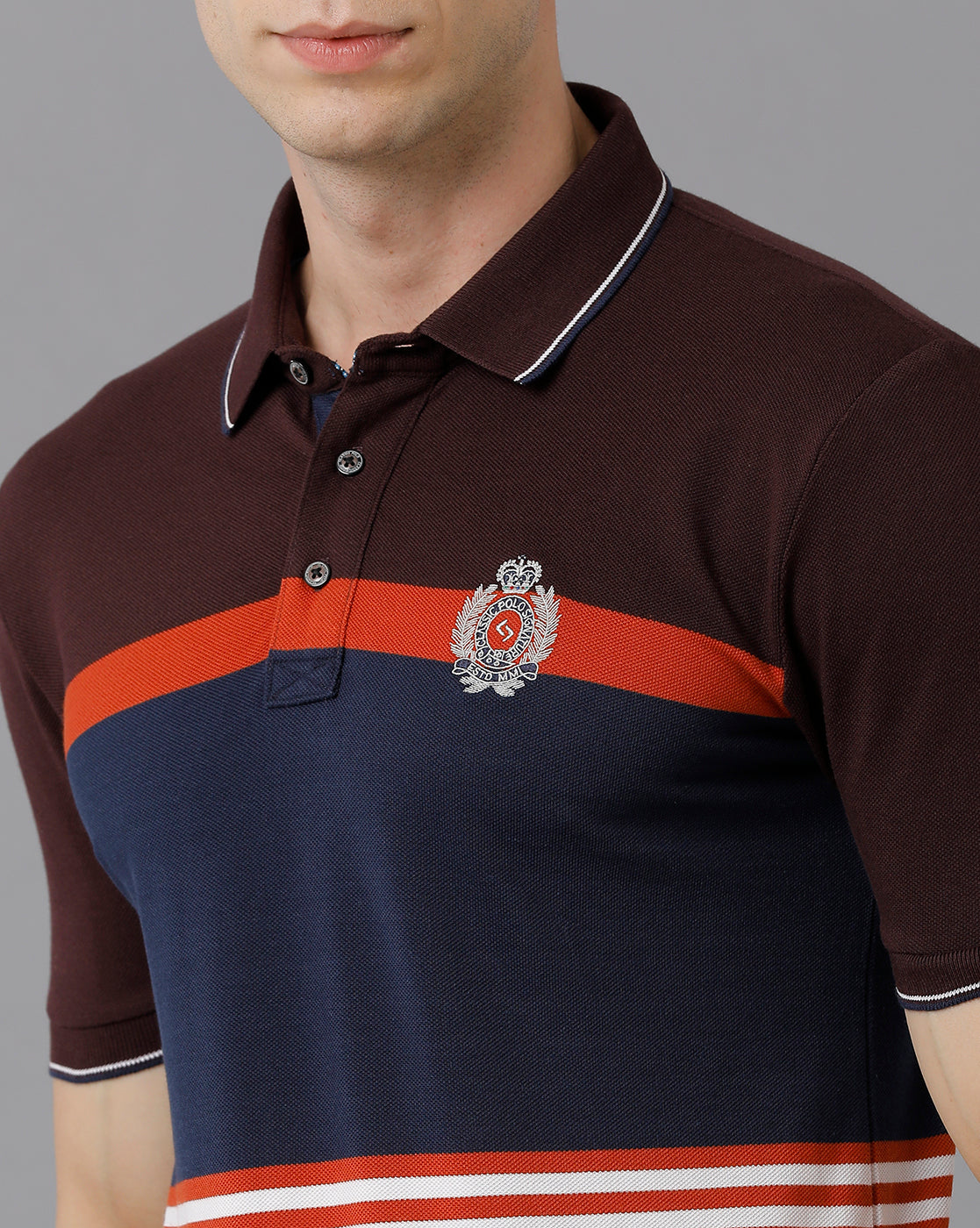 Classic Polo Men's Cotton Blend Striped Slim Fit Multicolor T-Shirt | Vta - 213 B