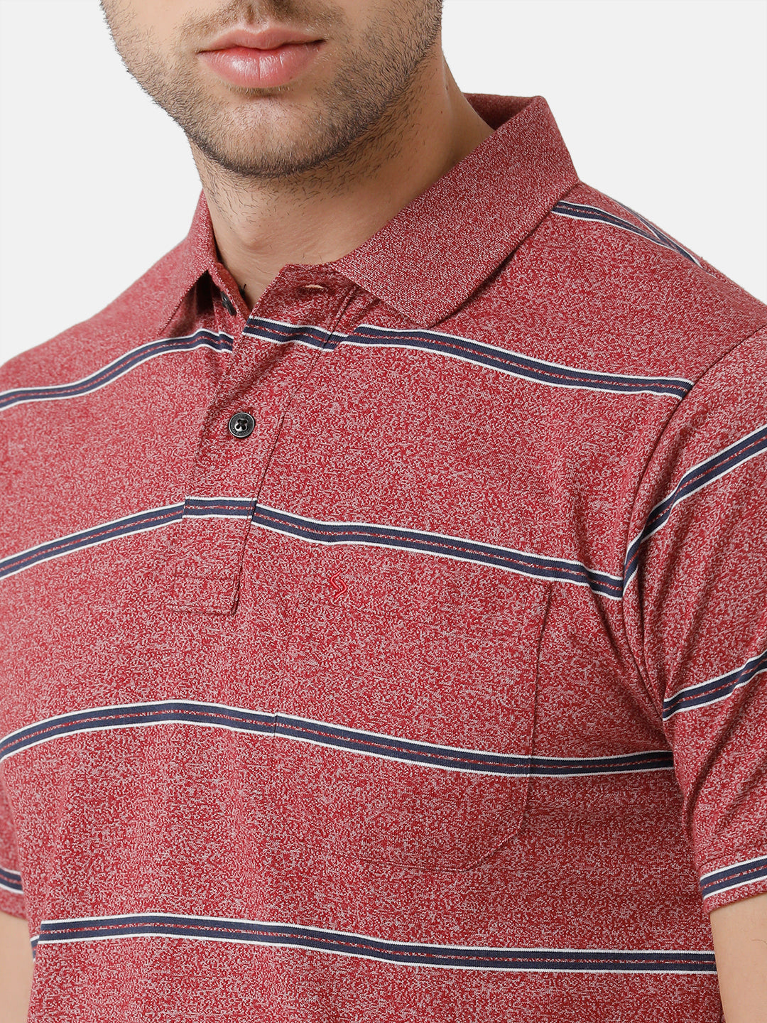 Classic Polo Mens Cotton Blend Half Sleeve Striped Authentic Fit Polo Neck Maroon Color T-Shirt | Avon 505 B