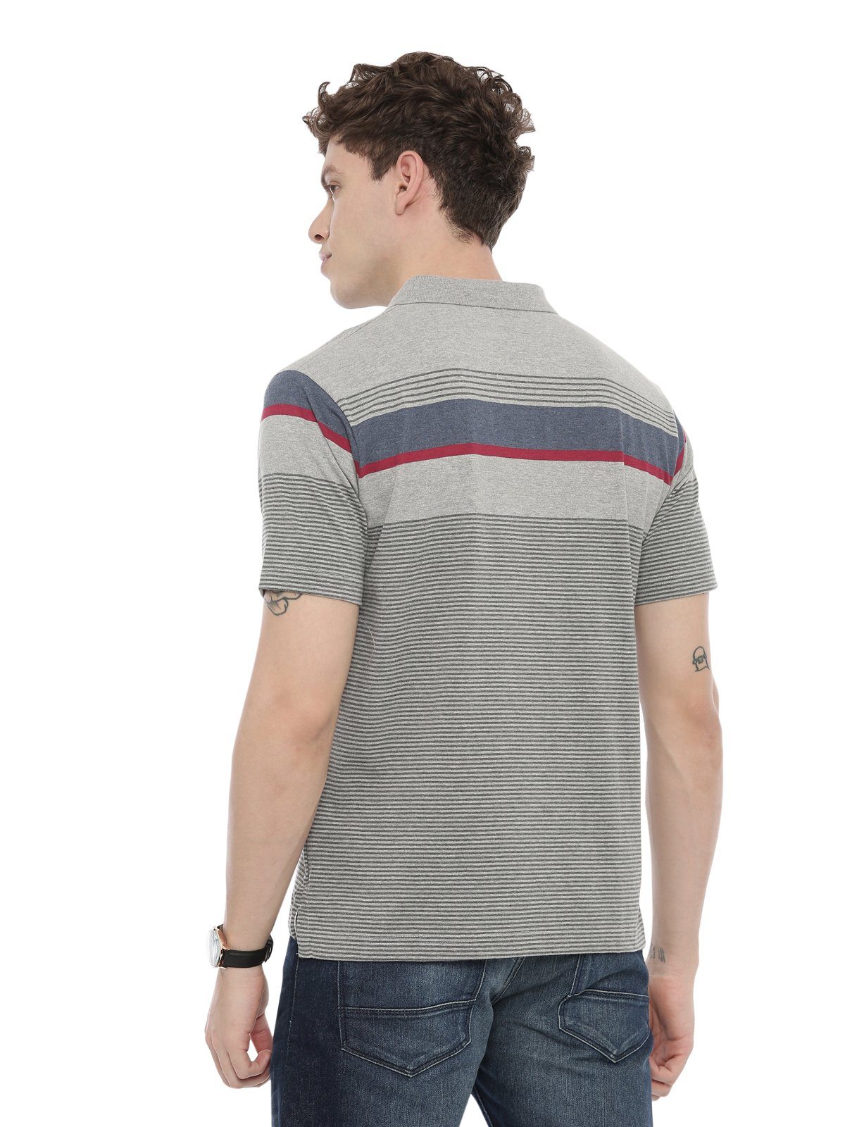 Swiss club Men's Polo Neck Half Sleeve Grey 100% Cotton Regular Fit T-Shirt STAG - 84 B AF P T-shirt Swiss Club 