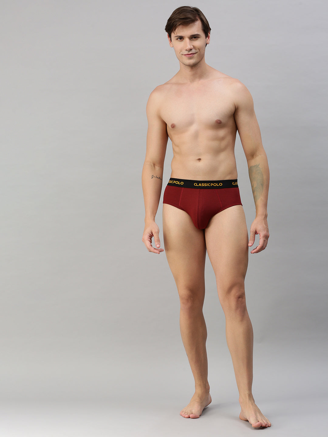 Classic Polo Men's Modal Solid Briefs | Scarce - Black & Red (Pack of 2)