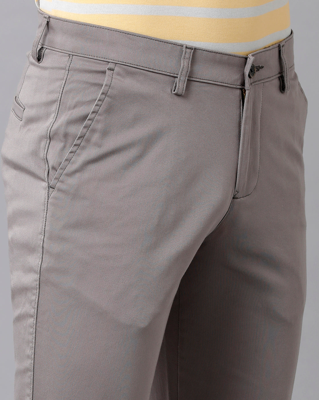 CP BRO Men's Cotton Solid Slim Fit Dark Grey Color Trousers | Tbn2-27 A