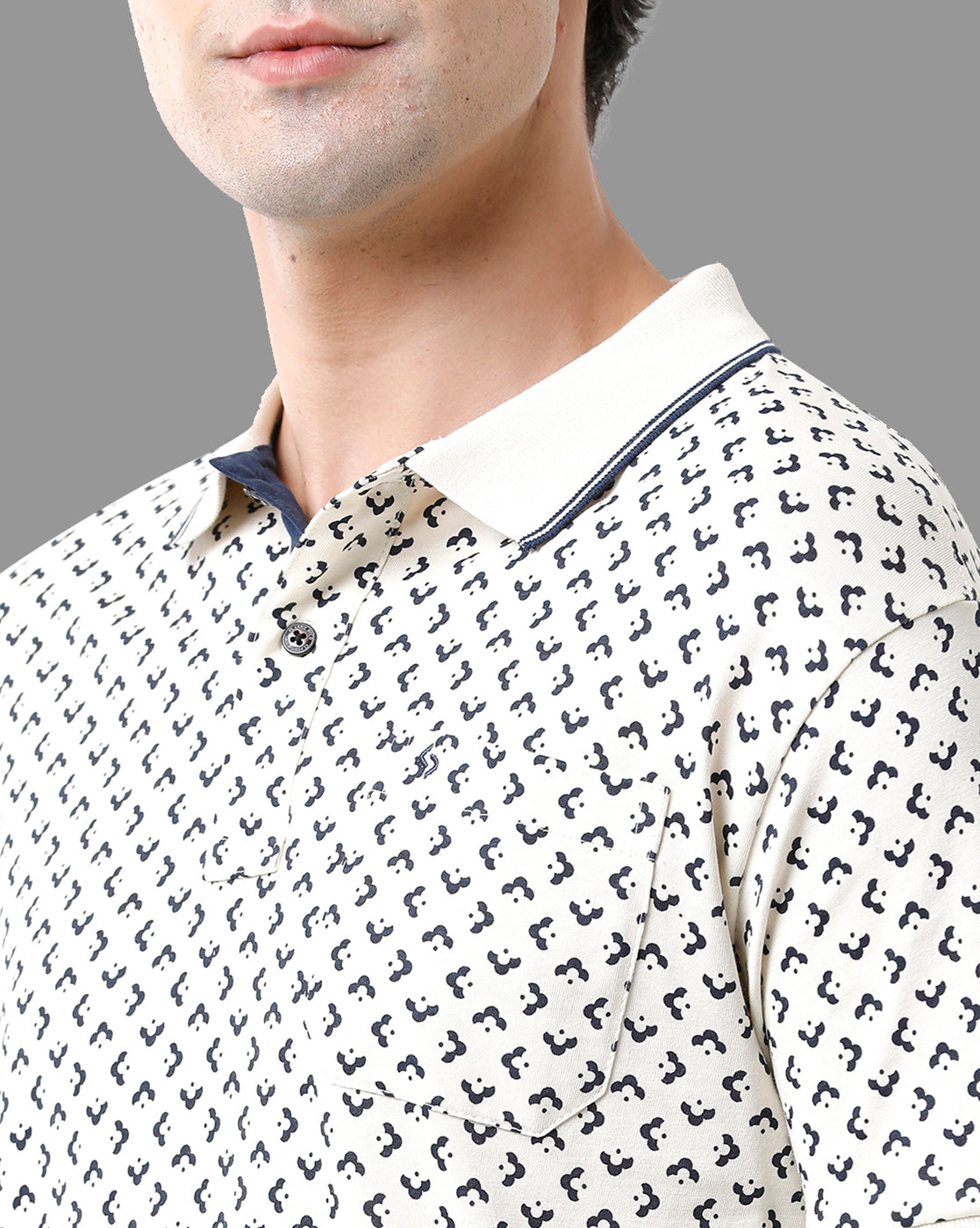 Classic Polo Mens Cotton Half Sleeve Printed Slim Fit Polo Neck Cream Color T-Shirt | Bello - 172 A