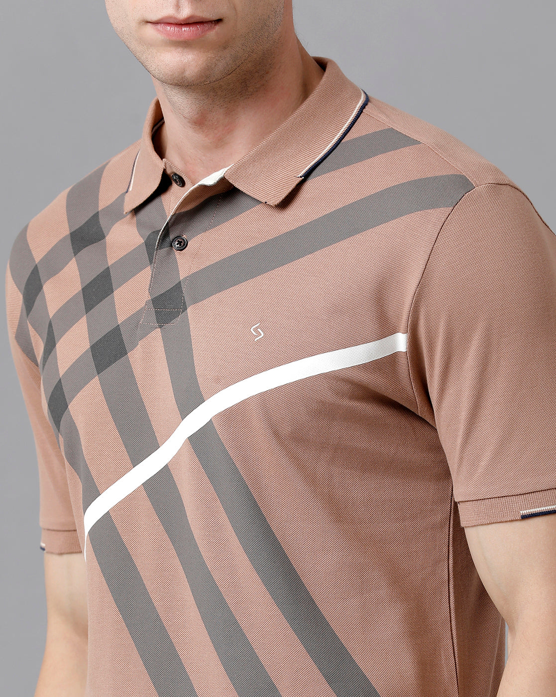 Classic Polo Men's Cotton Printed Half Sleeve Slim Fit Polo Neck Mustard Color T-Shirt | Prm - 710 B