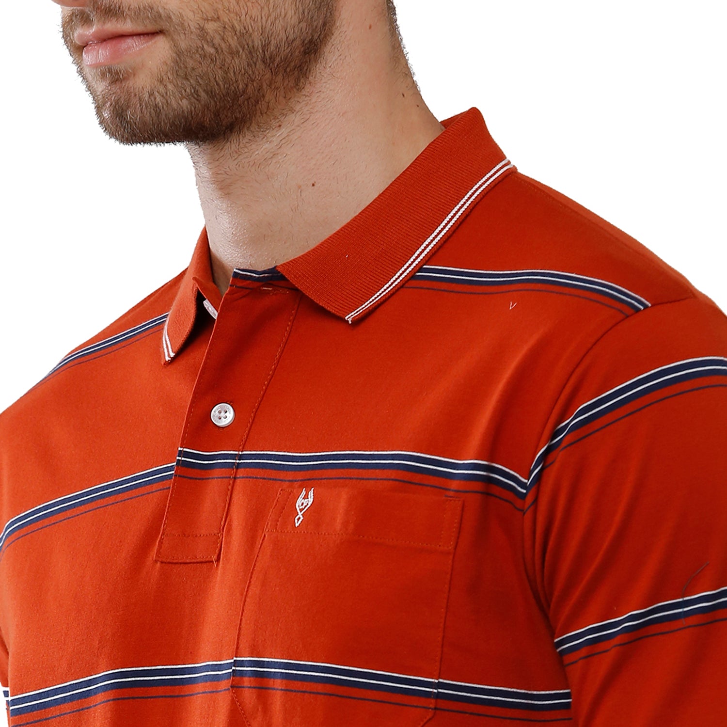 Classic Polo Mens 100% Cotton Stripped Authentic Fit Red Color Polo Neck T-Shirt -AP 64 A T-shirt Classic Polo 