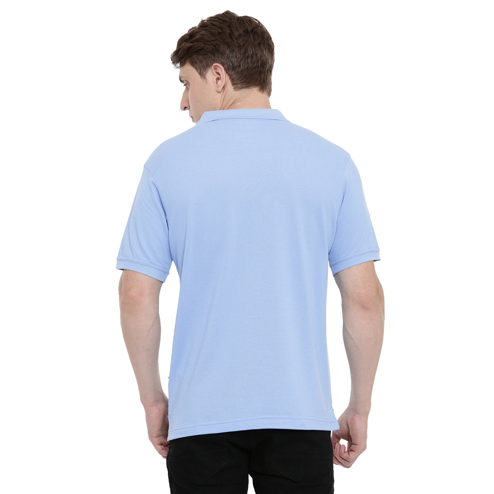 Classic Polo Sky Blue Polo Neck Authentic Fit T Shirt Men - 4SSN 201 T-shirt Classic Polo 