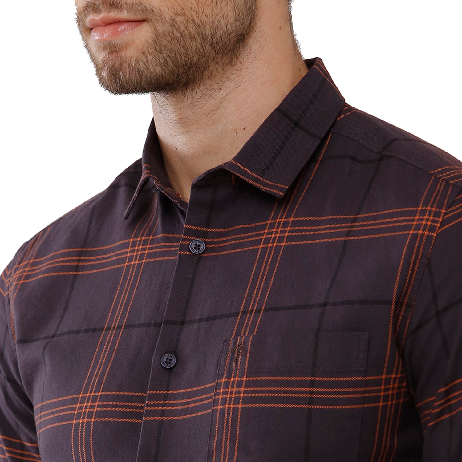 Classic Polo Bro Mens 100% Cotton Checked Full Sleeve Slim Fit Polo Neck Blue Color Woven Shirt (SBN1-58 B-FS-CHK-BSL) Classic Polo 