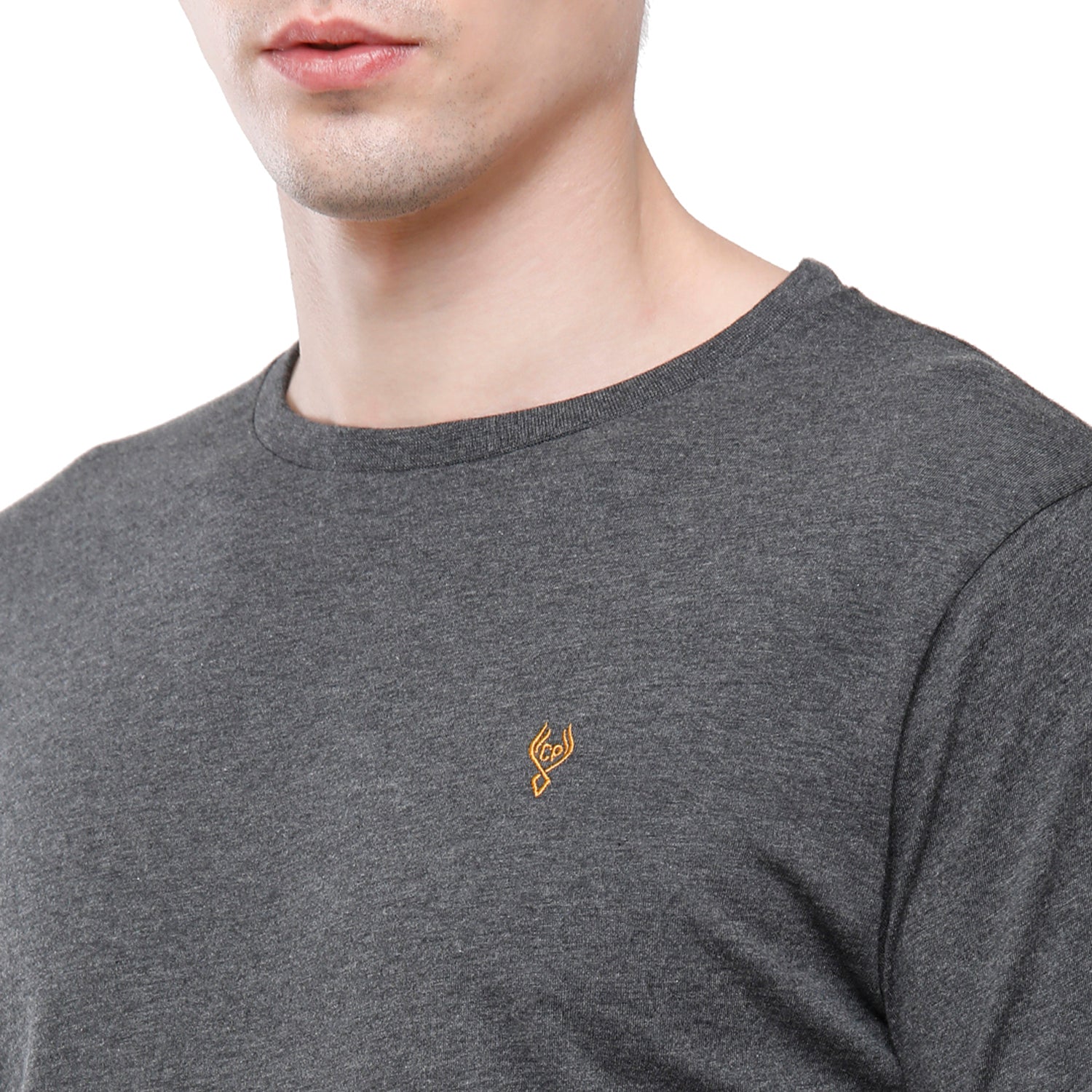 Classic polo Men's Grey Single Jersey Crew Neck Full Sleeve Slim Fit T-Shirt - Comet 03 T-shirt Classic Polo 