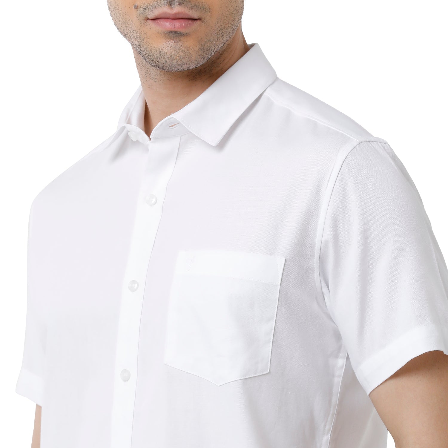 Classic Polo Mens 100% Cotton Solid Slim Fit Half Sleeve White Color Shirt - White 02 Hs Shirts Classic Polo 
