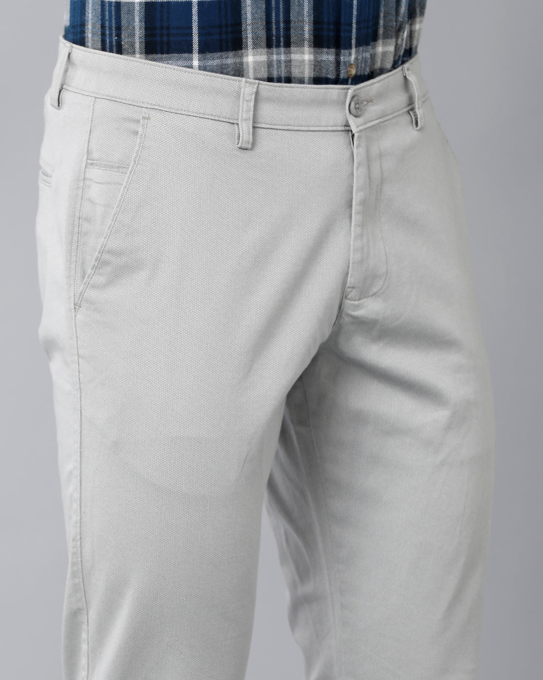 Classic Polo Men's 100% Cotton Moderate Fit Solid Ash Color Trouser | TO1-36 A-ASH
