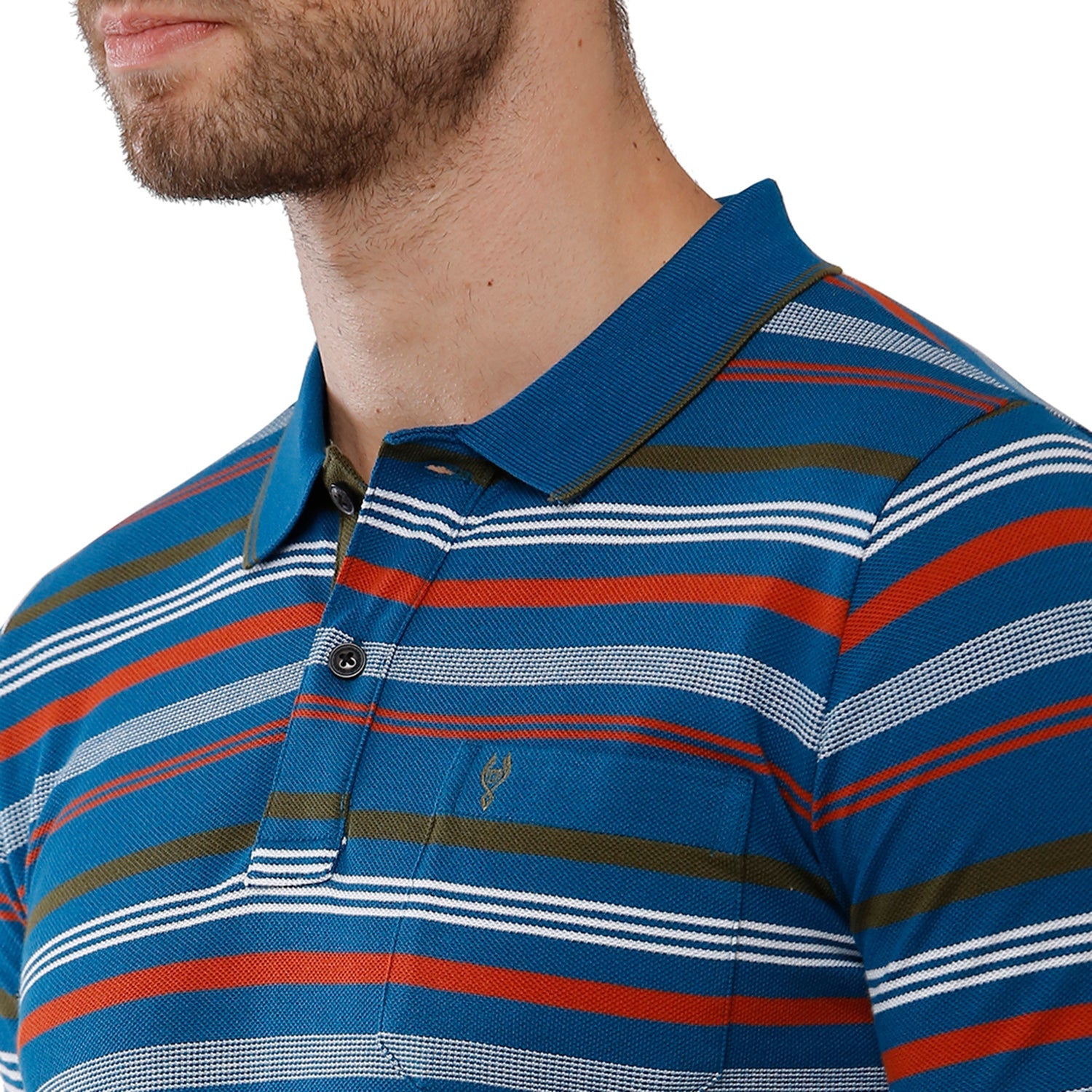 Classic Polo Mens Cotton Navy & Red Color Striped Slim Fit Polo Neck T-Shirt - Adore 165 B T-shirt Classic Polo 