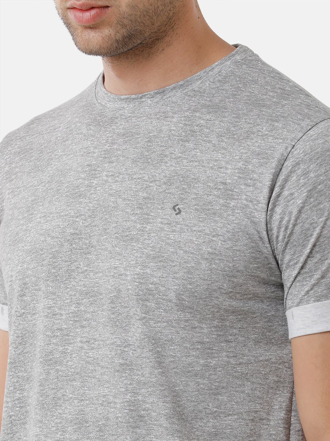 Classic Polo Mens Cotton Solid Half Sleeve Slim Fit Round Neck Grey Color T-Shirt | Baleno 477