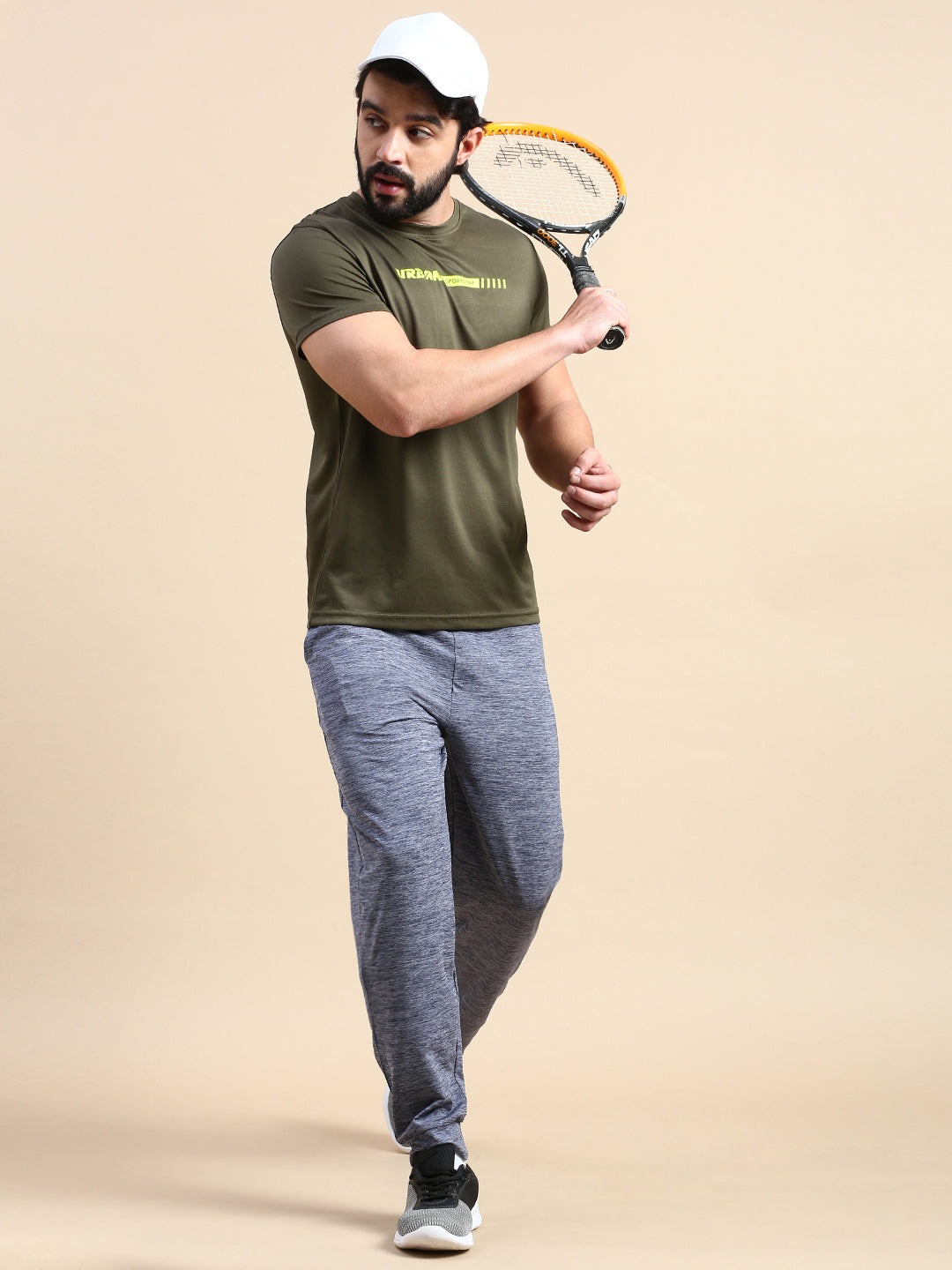 Classic Polo Men's Round Neck Polyester Olive Slim Fit Active Wear T-Shirt | GENX-CREW 01A SF C