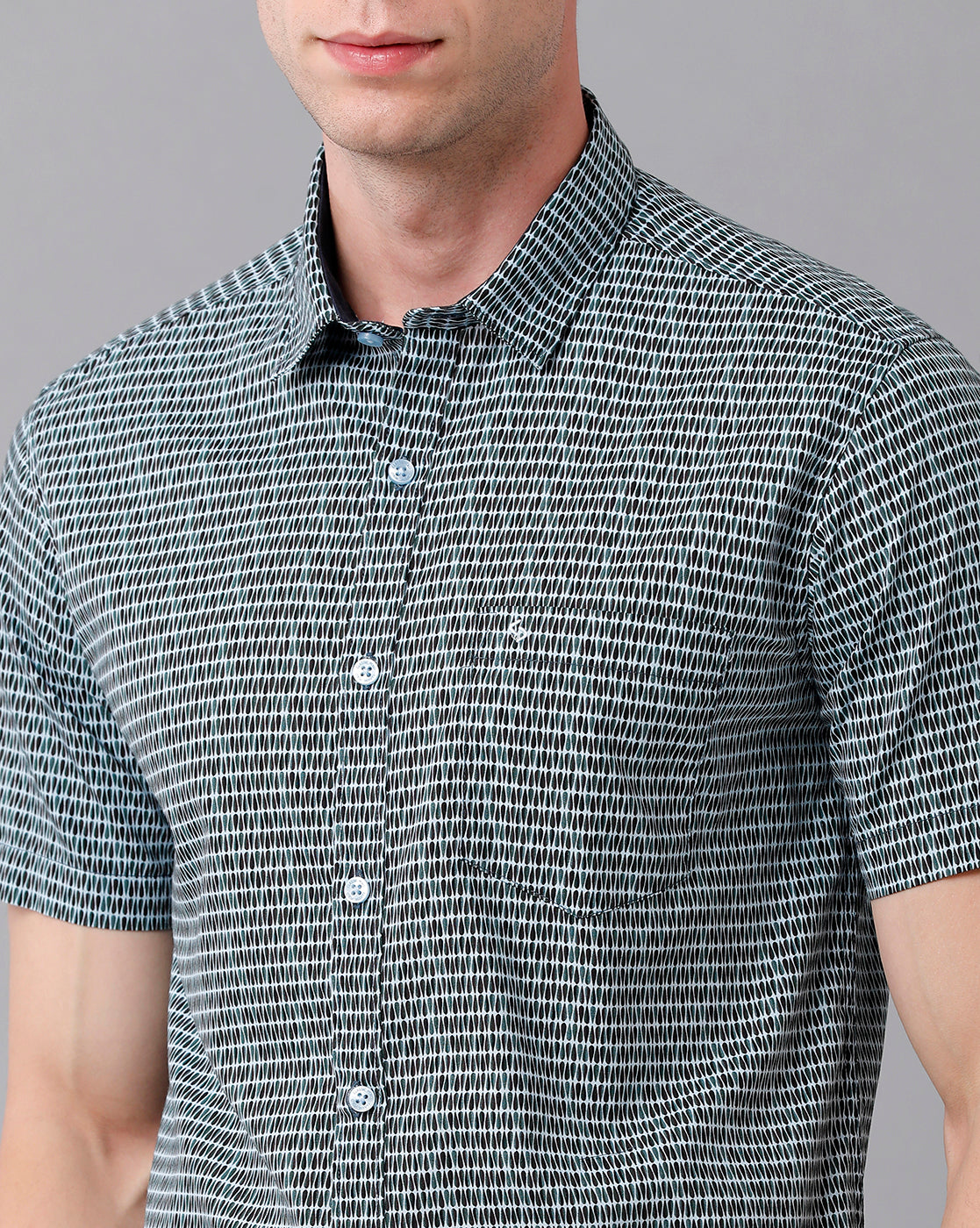 Classic Polo Men's Cotton Printed Half Sleeve Slim Fit Polo Neck Black Color Woven Shirt | Sfd2- 32