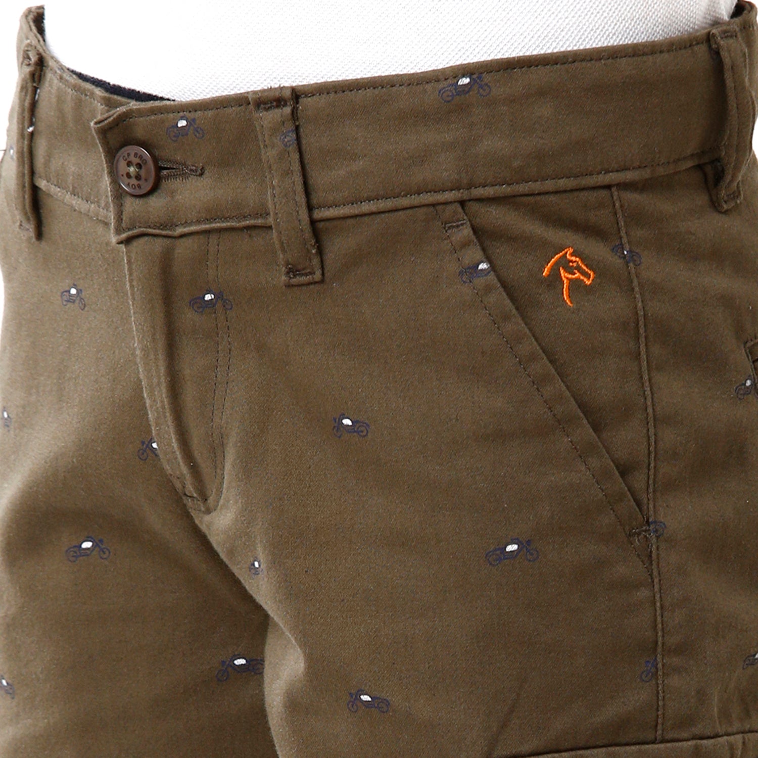 Classic Polo Bro Boys Printed Slim Fit Olive Green Color Cotton Shorts - BBSHRT S2 1A Shorts Classic Polo 