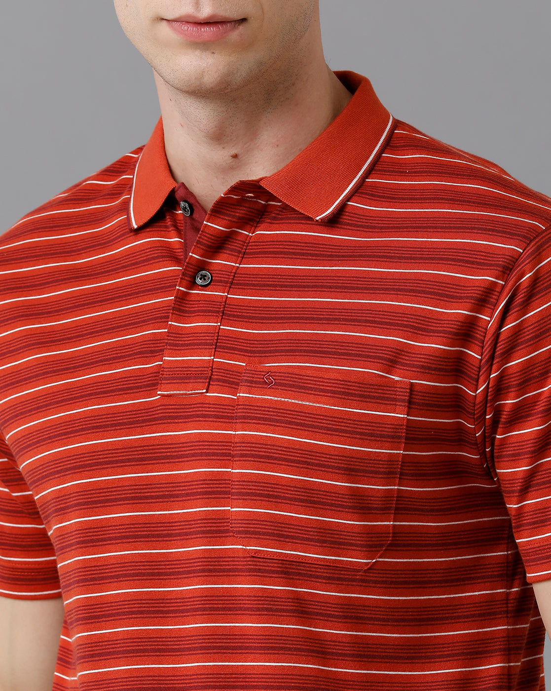 Classic Polo Men's Cotton Striped Authentic Fit Red T-Shirt | Feeders - 206 B