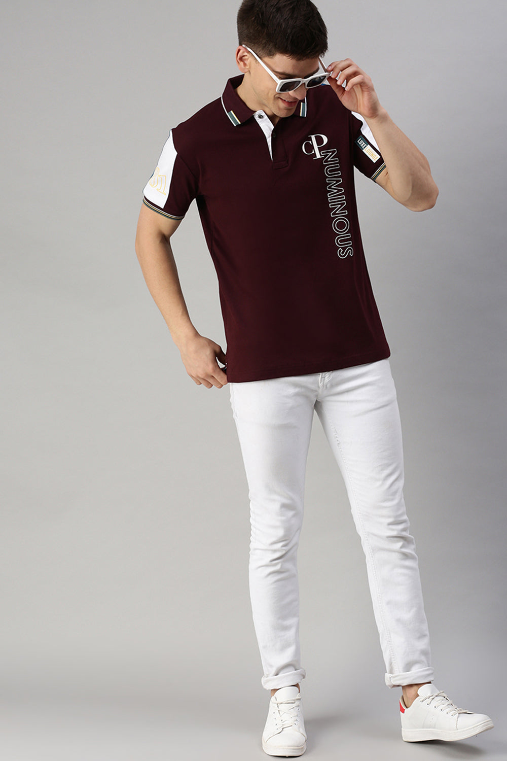 Classic Polo Men's Cotton Half Sleeve Printed Slim Fit Polo Neck Maroon Color T-Shirt | Prm - 761 B