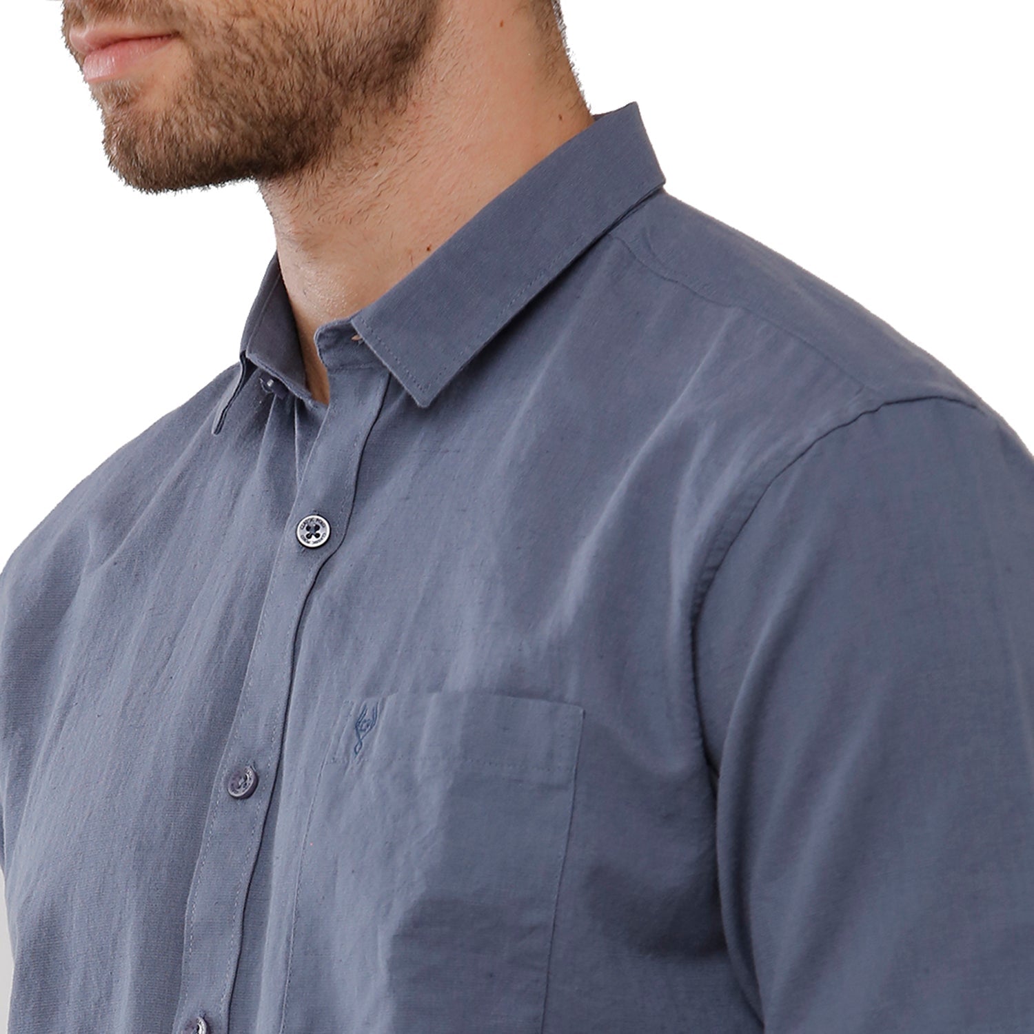 Classic Polo Mens 100% Cotton Solid Milono Fit Grey Color Woven Shirt - Mica Grey Shirts Classic Polo 