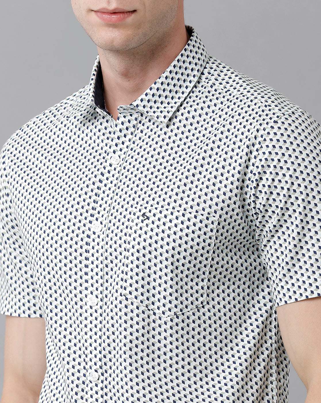 Classic Polo Men's Cotton Printed Half Sleeve Slim Fit Polo Neck Multicolor Woven Shirt | Sfd2- 18