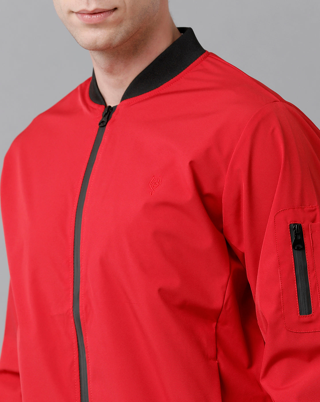 Classic Polo Men's Cotton Solid Full Sleeve Slim Fit Round Neck Red Color Jackets | Cpj 21 Fs 438