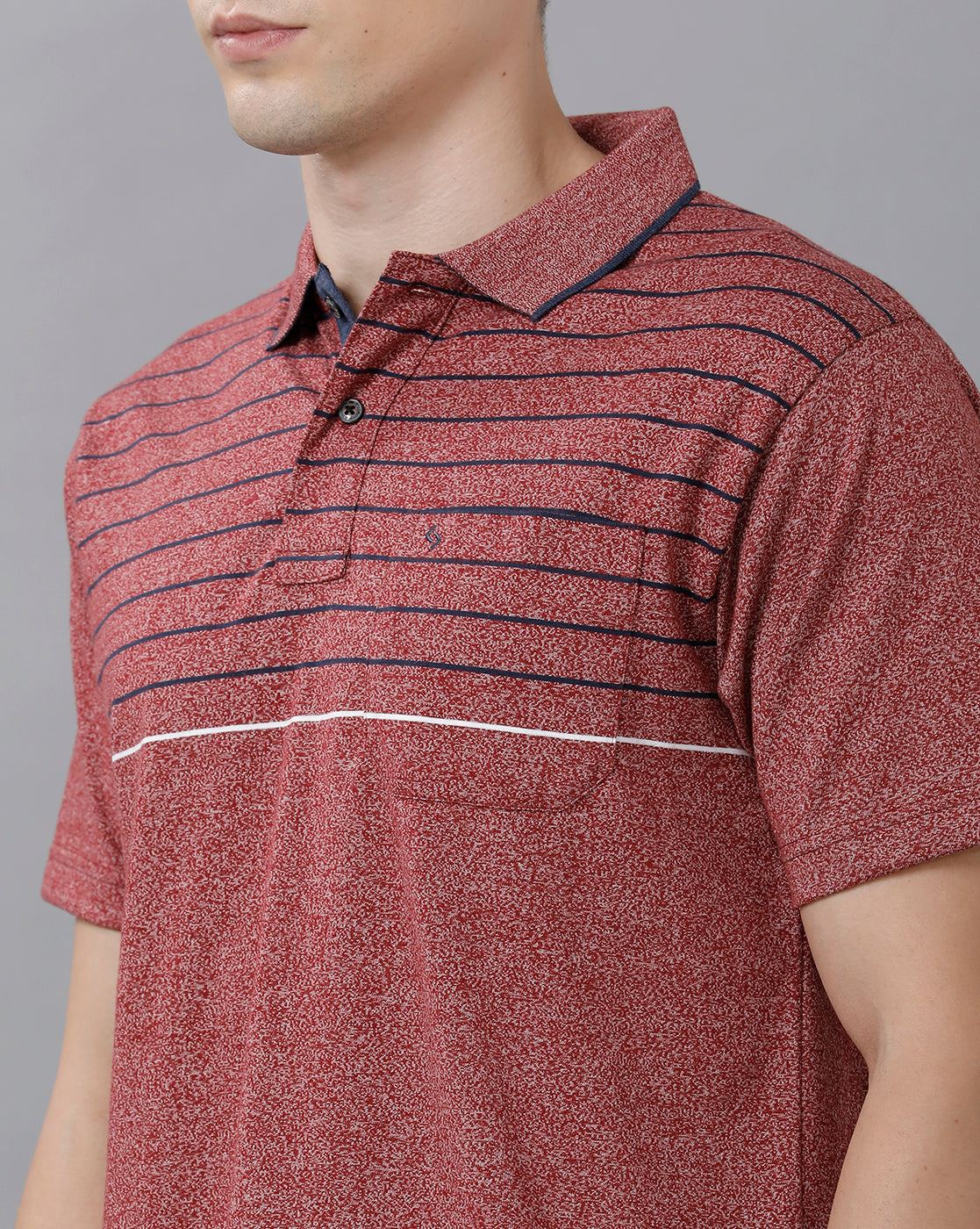 Classic Polo Mens Cotton Blend Striped Half Sleeve Authentic Fit Polo Neck Maroon Color T-Shirt | Mel 213 A