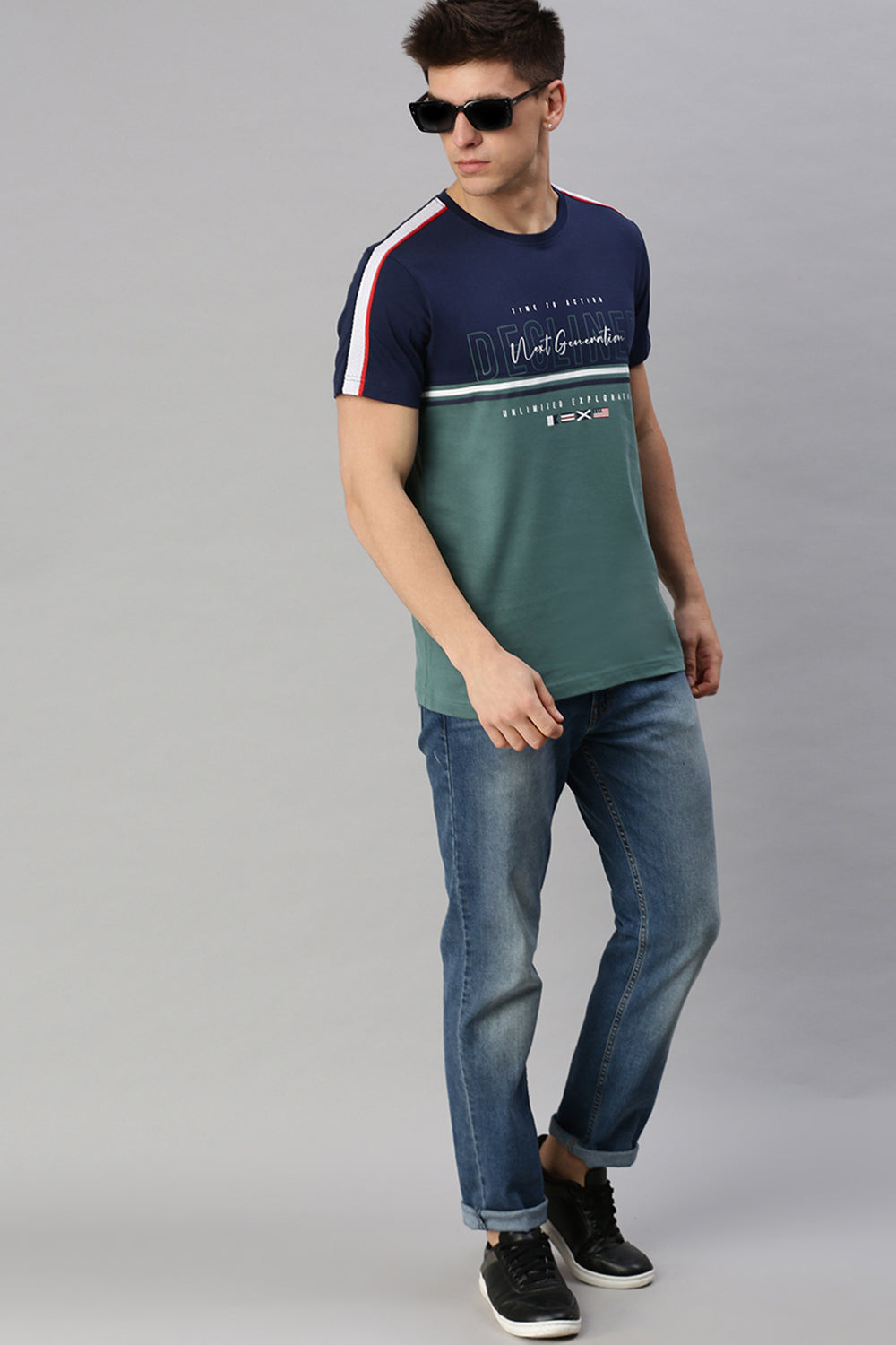 CP BRO Men's Cotton Half Sleeve Color Block Slim Fit Crew Neck Olive Color T-Shirt | Brcn - 520 B