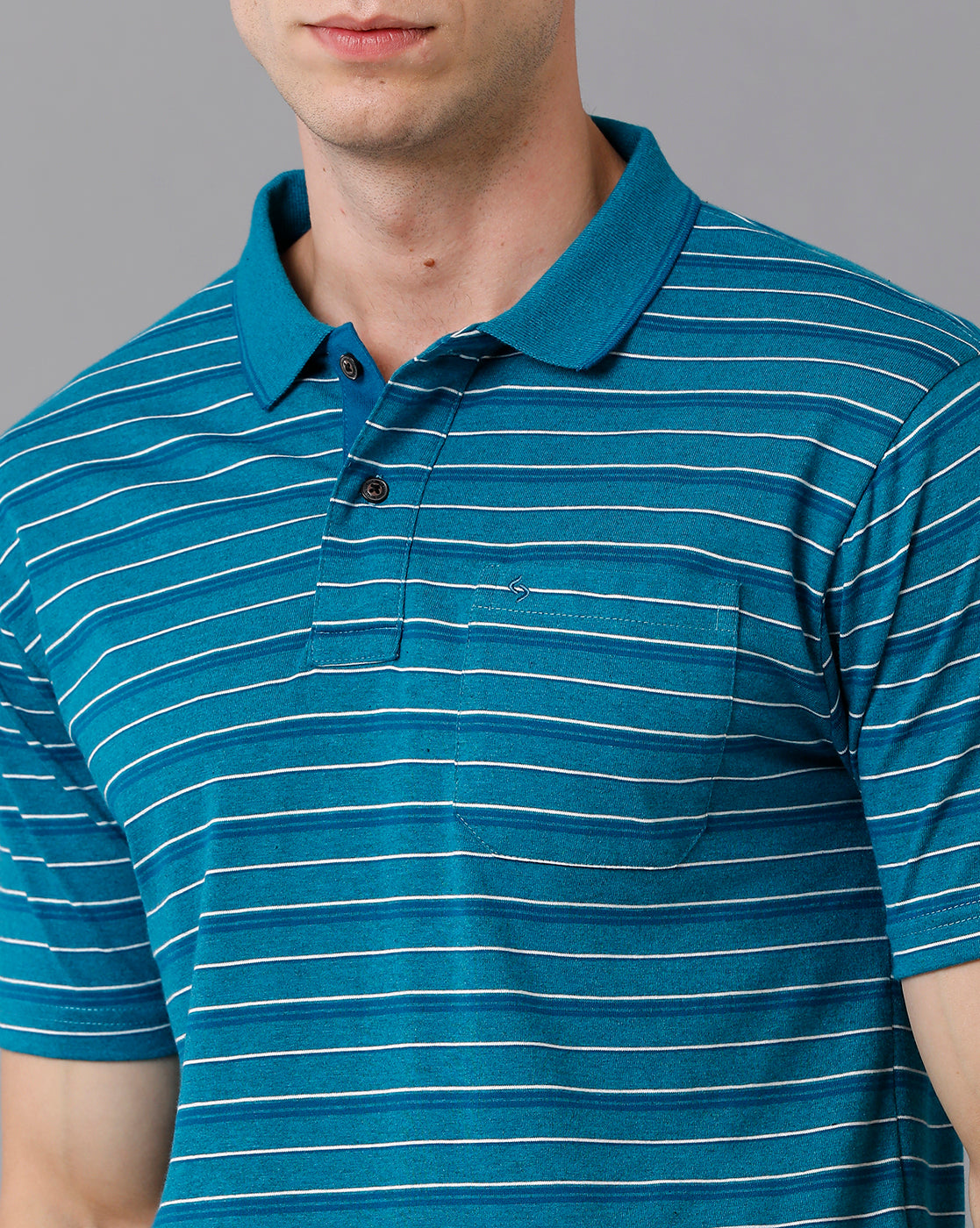 Classic Polo Men's Cotton Striped Authentic Fit Azure Blue T-Shirt | Feeders - 204 B