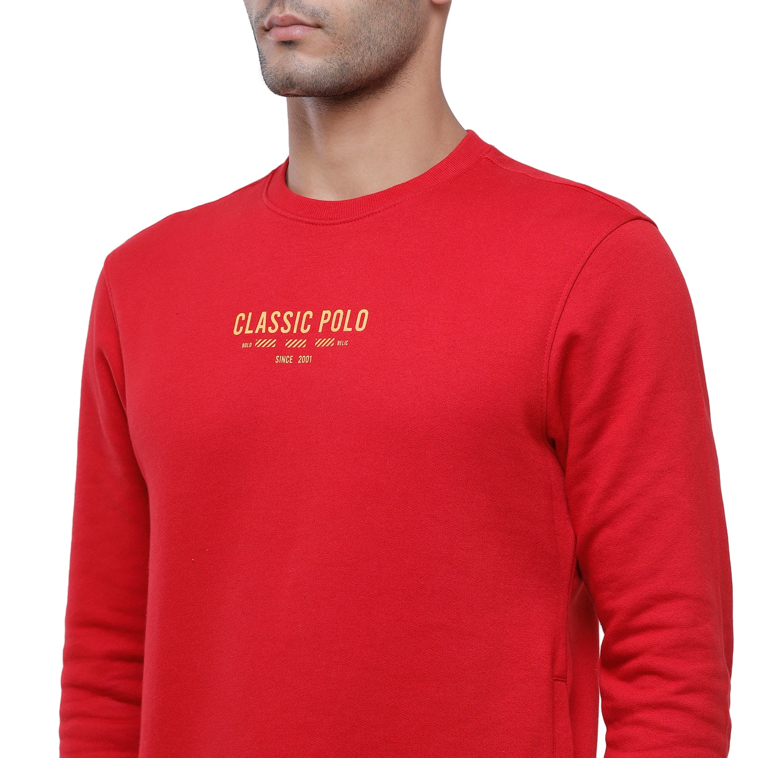Classic Polo Men's Solid Full Sleeve Red Sweat Shirt - CPSS-347 B Sweat Shirts Classic Polo 