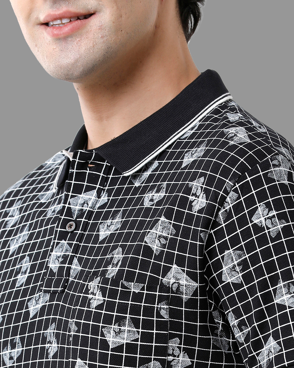 Classic Polo Mens Cotton Half Sleeve Printed Slim Fit Polo Neck Black Color T-Shirt | Beau - 182 B