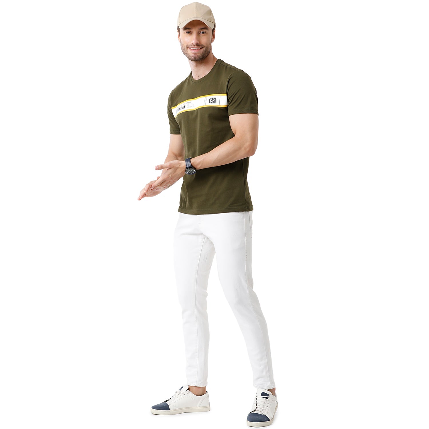 Men's Green Color Half Sleeve Round Neck Graphic T Shirt - BALENO - 409 B SF C T-shirt Classic Polo 
