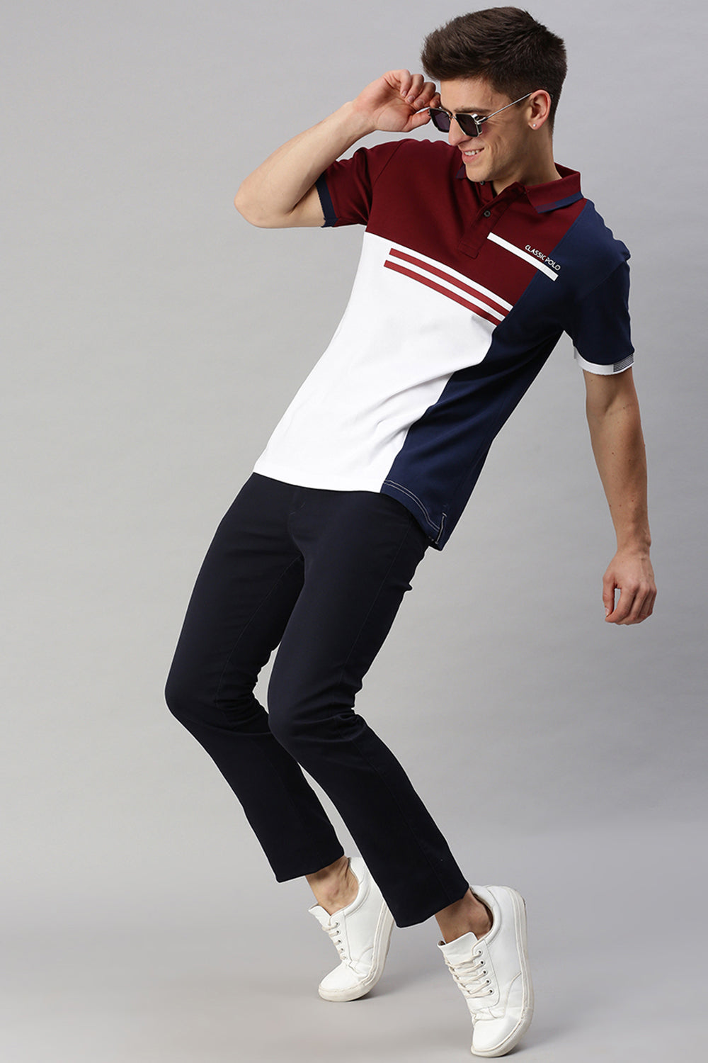 Classic Polo Men's Cotton Half Sleeve Color Block Slim Fit Polo Neck Multicolor T-Shirt | Prm - 764 B