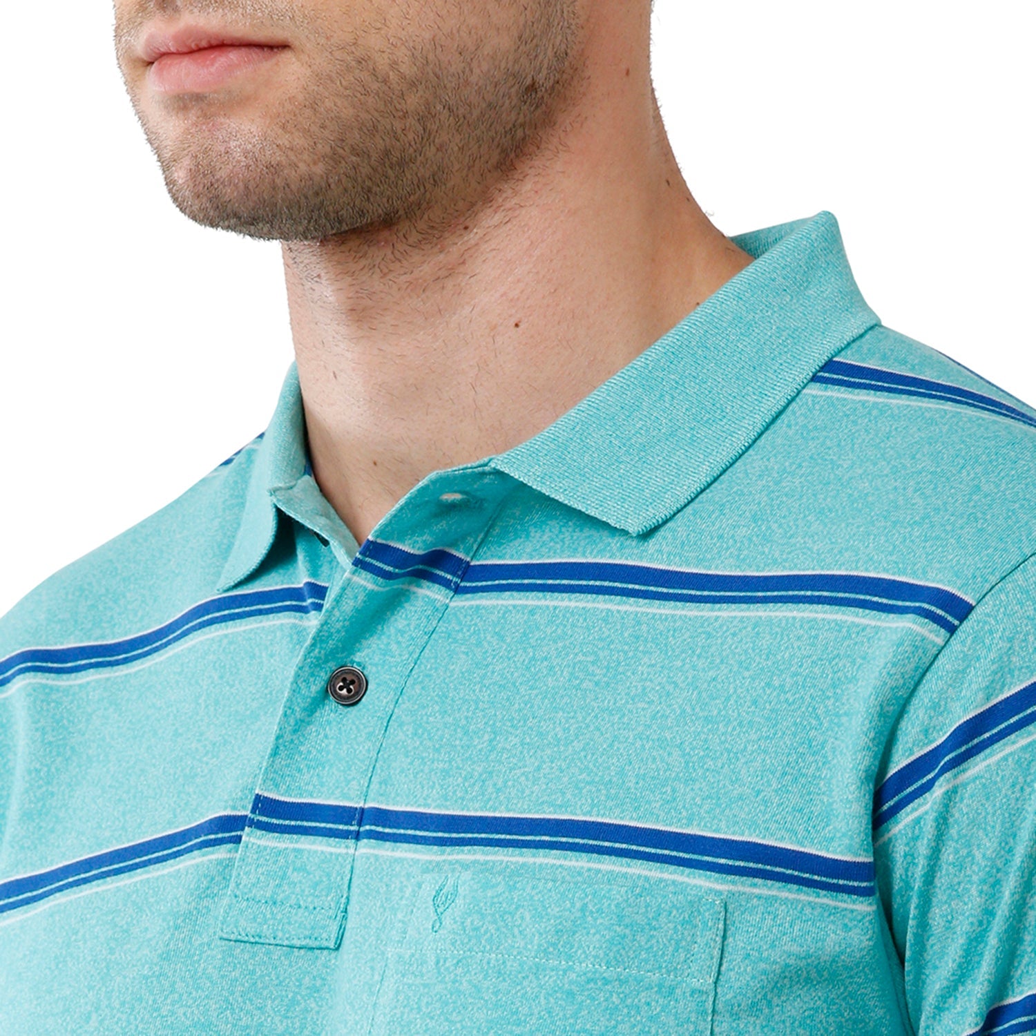 Classic Polo Mens Cotton Striped Authentic Fit Polo Neck Green Color T-Shirt - Avon 474 A T-shirt Classic Polo 
