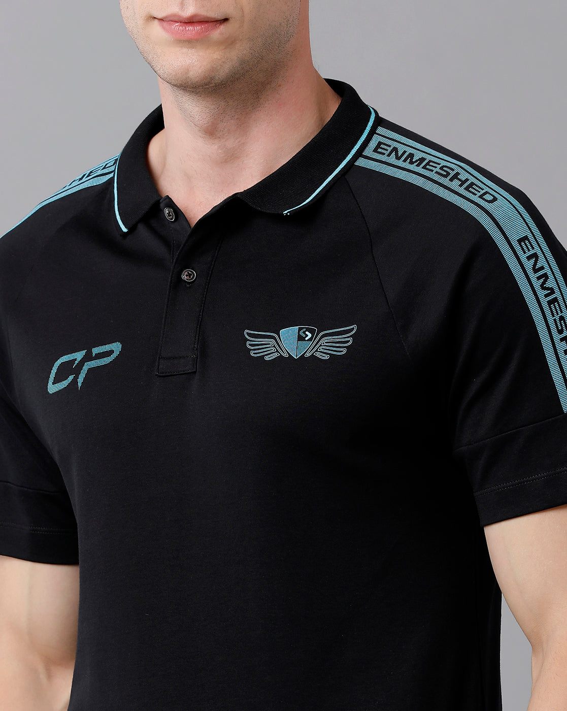 Classic Polo Men's Cotton Printed Half Sleeve Slim Fit Polo Neck Black Color T-Shirt | Prm - 728 A