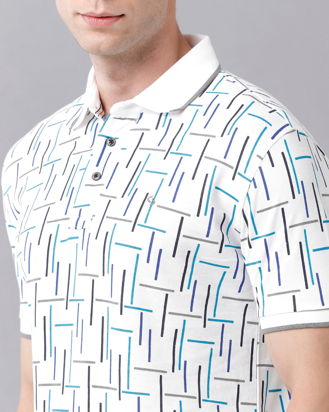 Classic Polo Men's Cotton Printed Half Sleeve Slim Fit Polo Neck White Color T-Shirt | Prm - 718 A