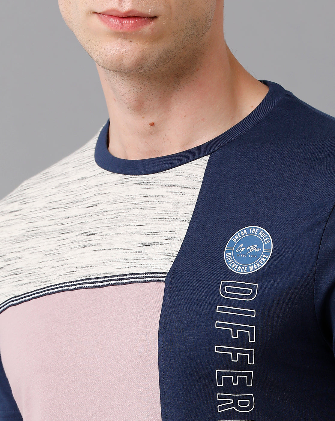 CP BRO Men's Cotton Color Block Slim Fit Multicolor T-Shirt | Brcn - 489 A