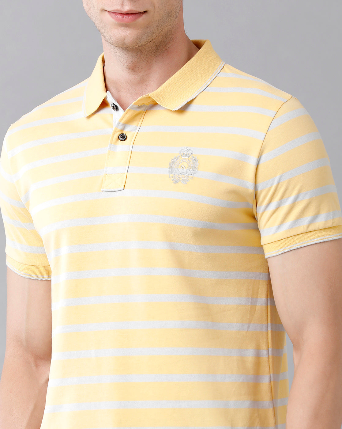 Classic Polo Men's Cotton Striped Half Sleeve Slim Fit Polo Neck Yellow Color T-Shirt | Cpeg - 281 B