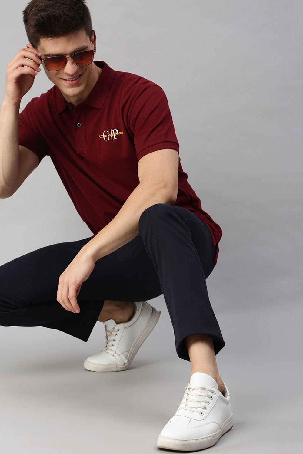 Classic Polo Men's Cotton Half Sleeve Solid Slim Fit Polo Neck Maroon Color T-Shirt | Prm - 768 B