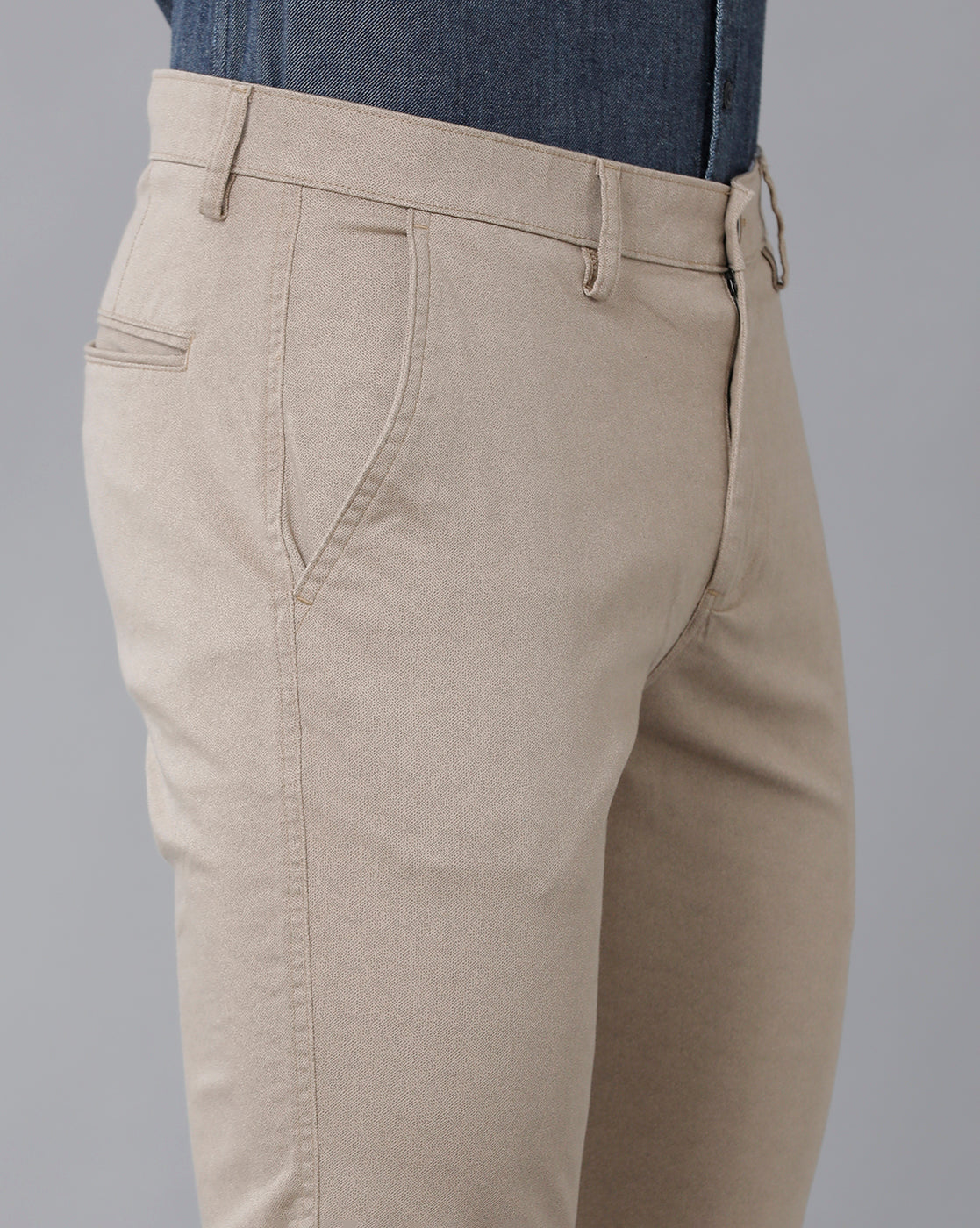 Classic Polo Men's 100% Cotton Moderate Fit Solid Cream Color Trouser | TO1-37 B-CRM