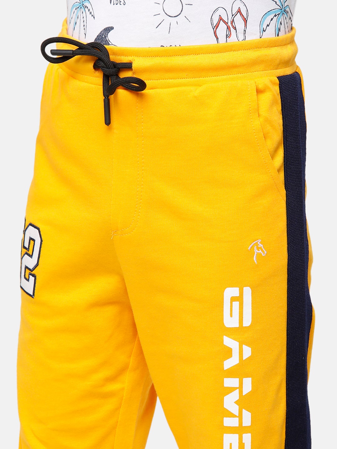 CP Boys Yellow Printed Slim Fit Track Pant Track Pants Classic Polo 